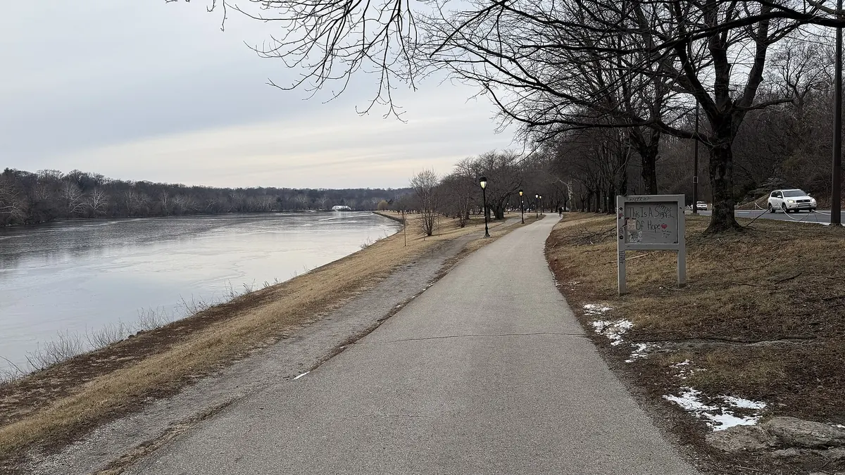 The Schuylkill River Trail along the river in Fairmount Park, Philadelphia