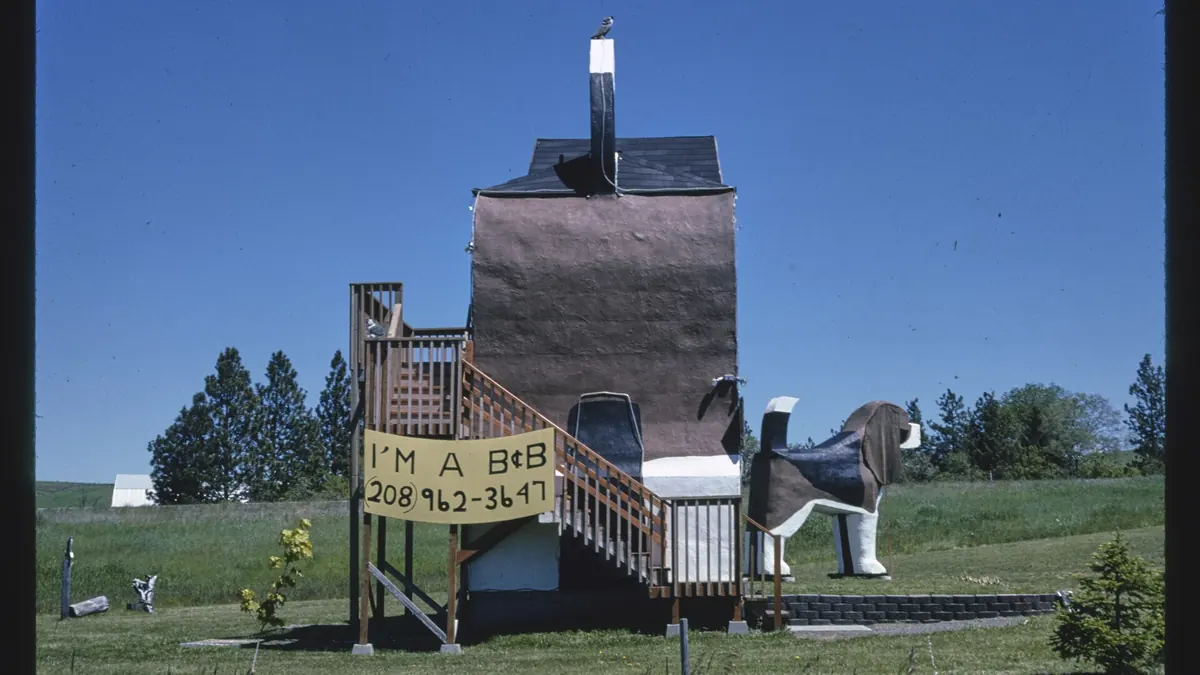 The dog-shaped Dog Bark Park Inn bed and breakfast in Cottonwood, Idaho